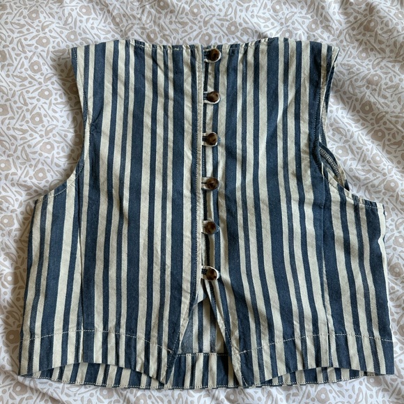 Sezane Blue and White Striped Top - Picture 3 of 4